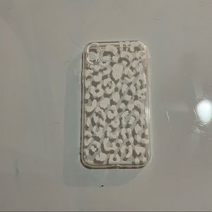White cheetah print phone case